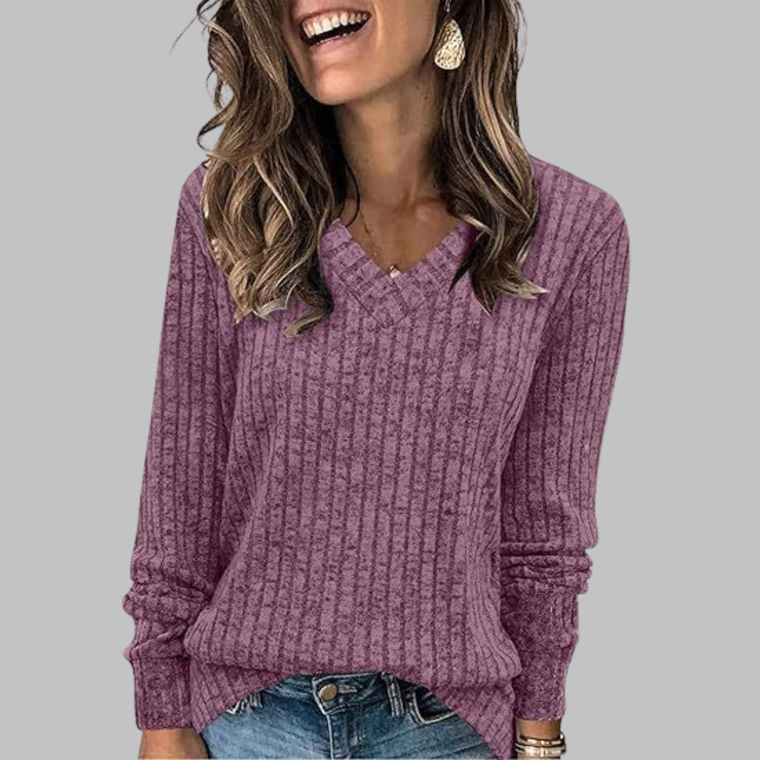 Maribel | Comfy V-Neck Long Sleeve Top