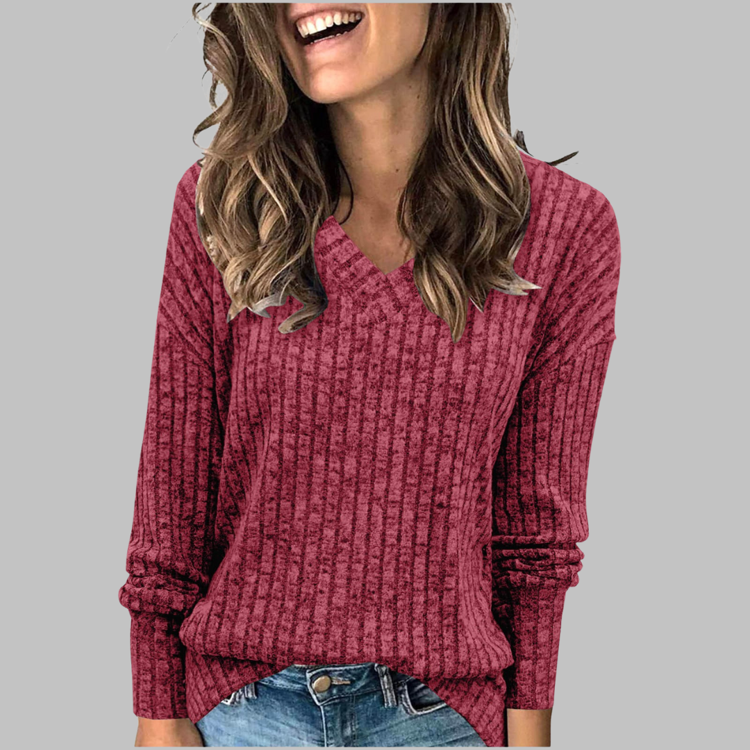 Maribel | Comfy V-Neck Long Sleeve Top