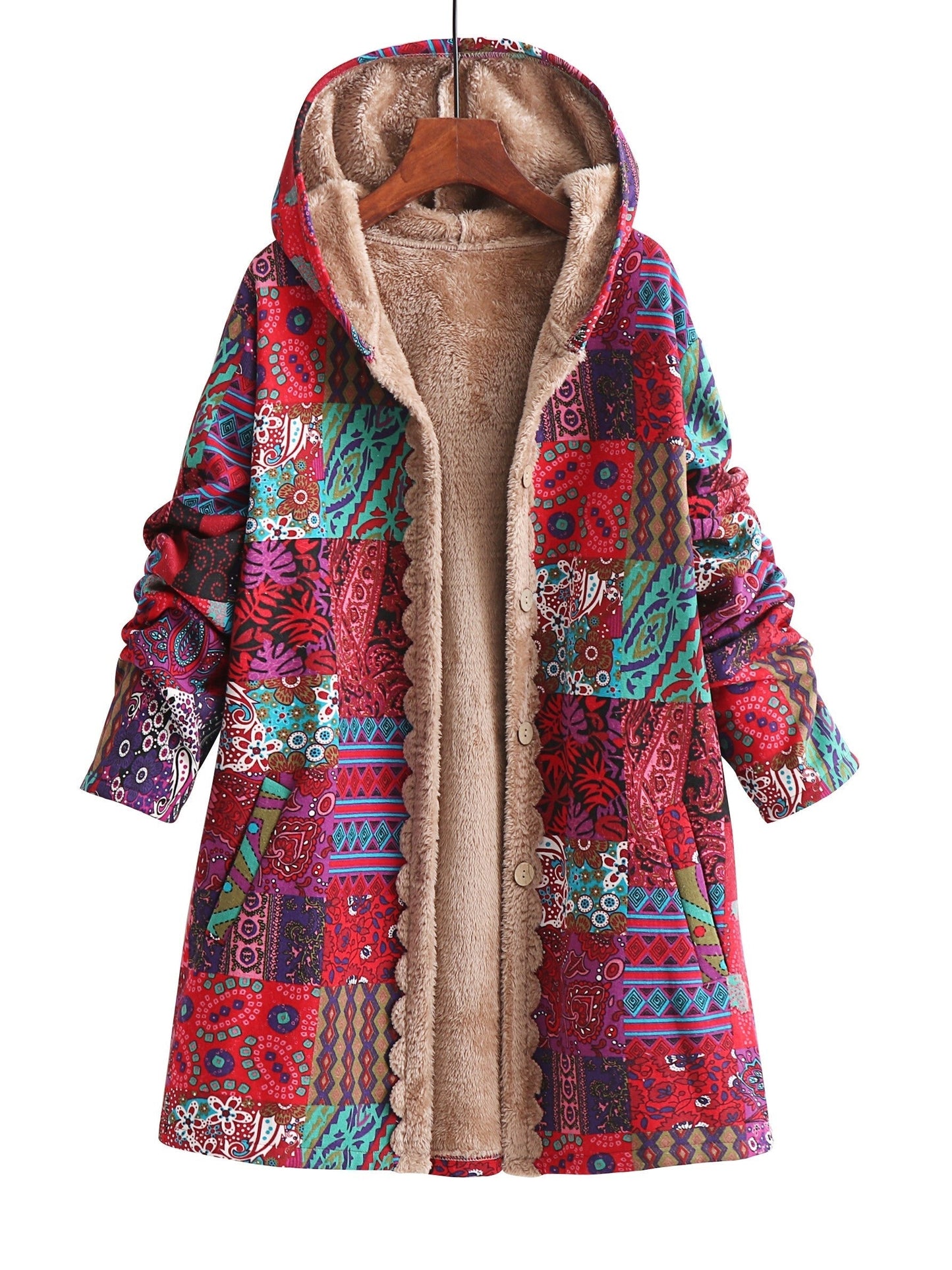 Maribel | Patchwork Boho Hooded Winter Coat