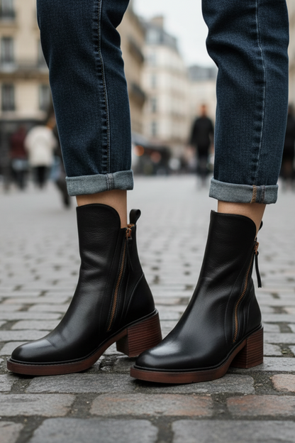 Valorine | Elegant Black Boots with Comfortable Heel