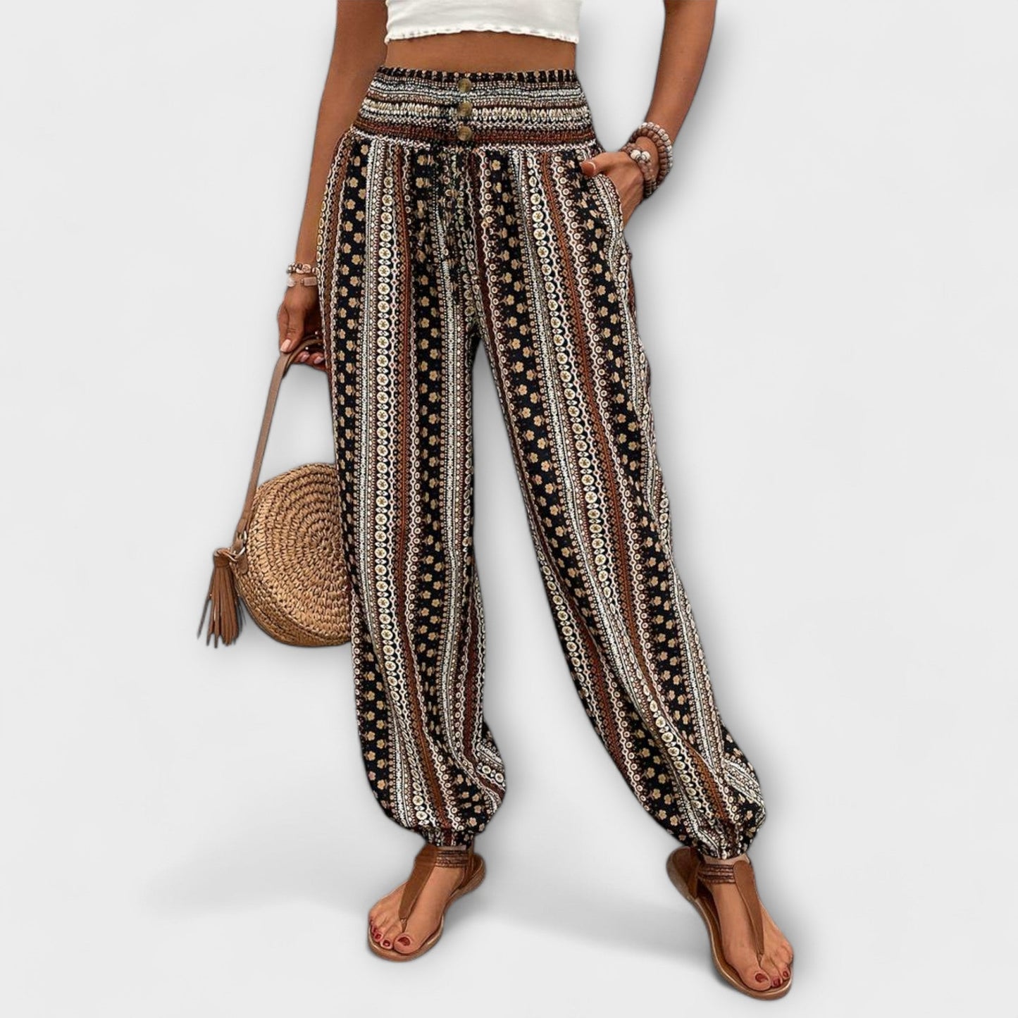Scarlett - Pants with Ethnic Graphic