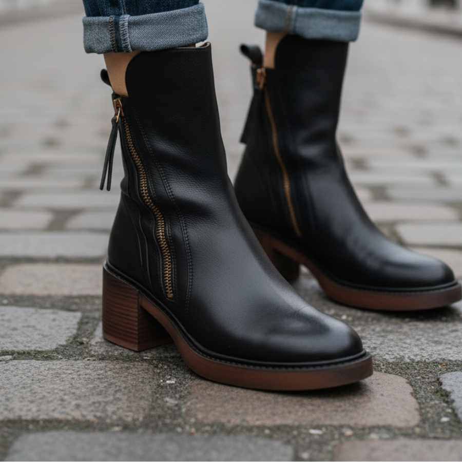 Valorine | Elegant Black Boots with Comfortable Heel