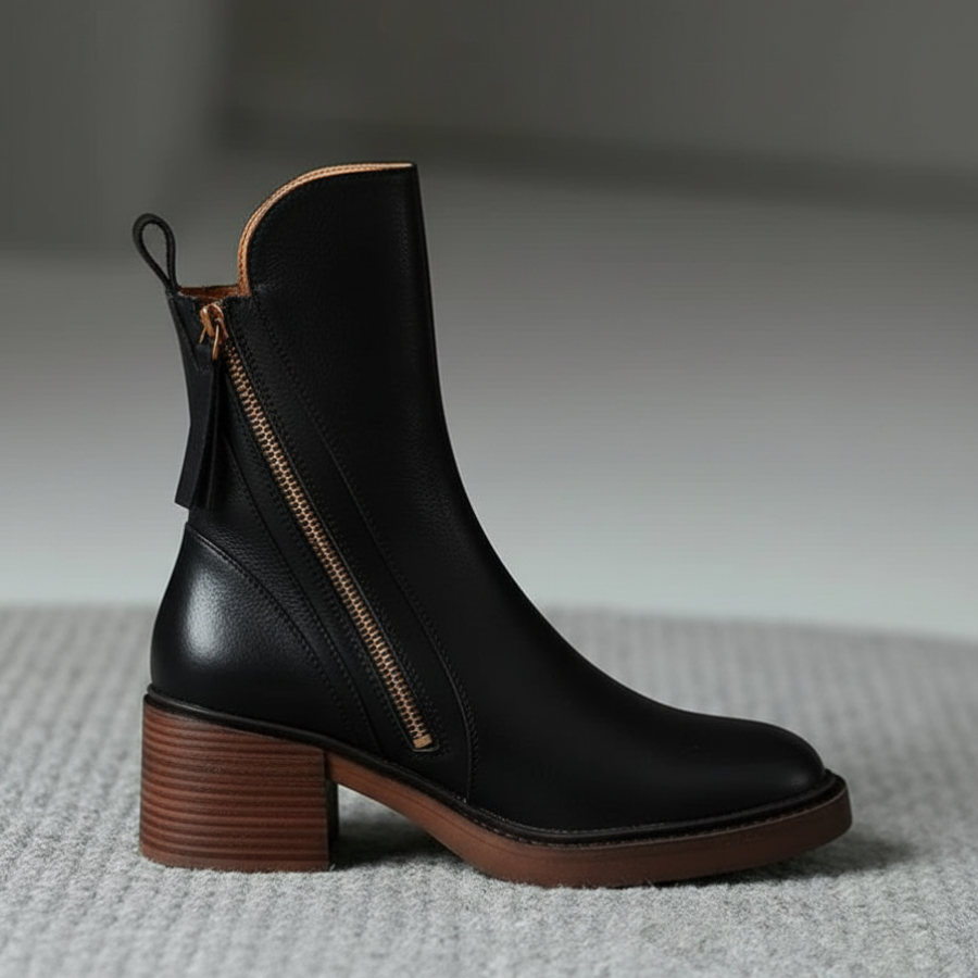 Valorine | Elegant Black Boots with Comfortable Heel