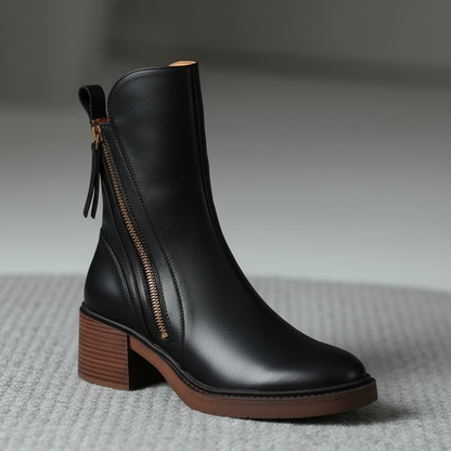 Valorine | Elegant Black Boots with Comfortable Heel