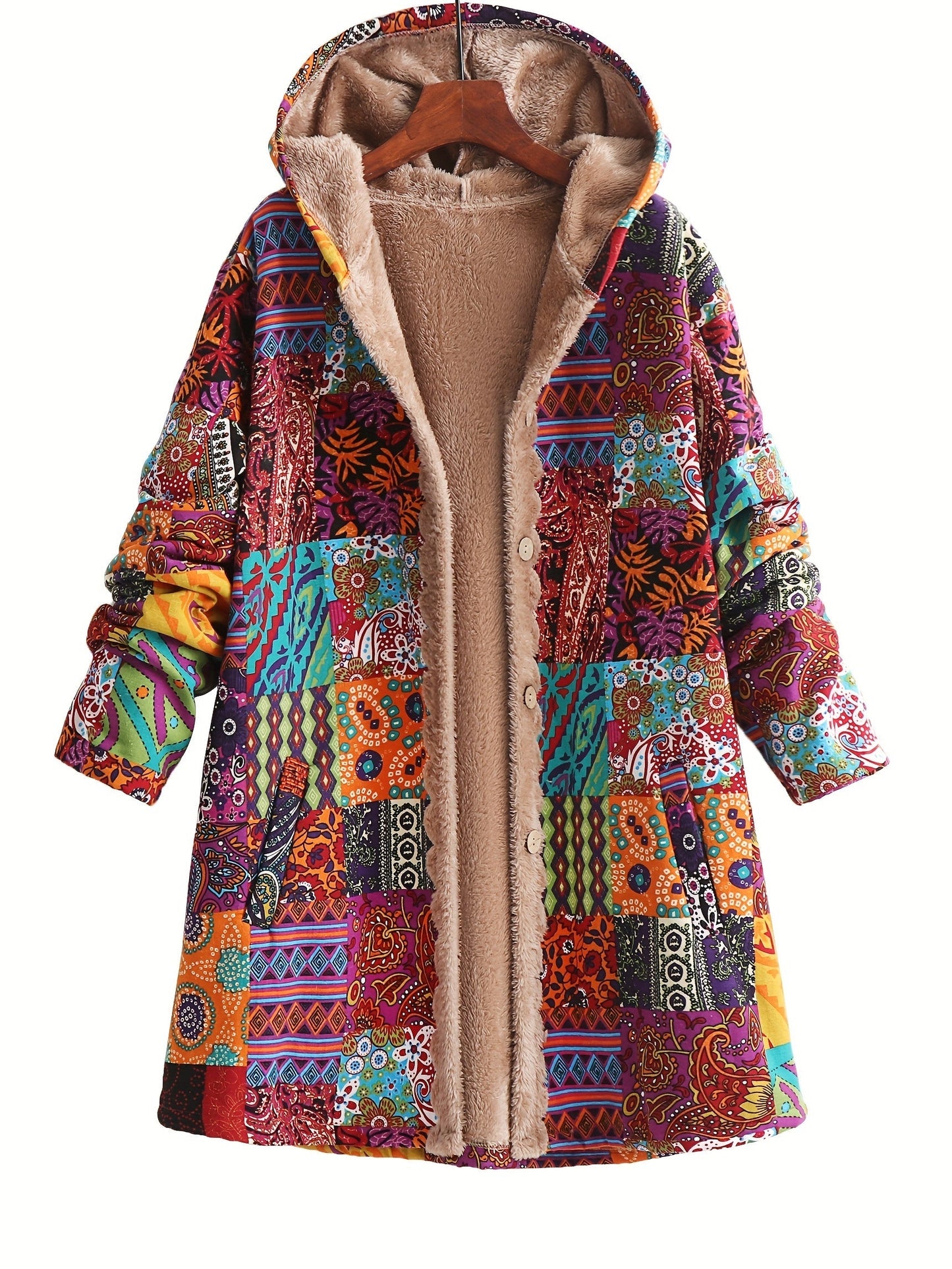 Maribel | Patchwork Boho Hooded Winter Coat