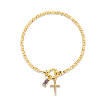 Beaded Birthstone Initial Charm Bracelet