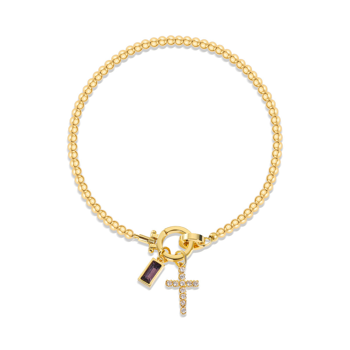 Beaded Birthstone Initial Charm Bracelet