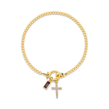 Beaded Birthstone Initial Charm Bracelet