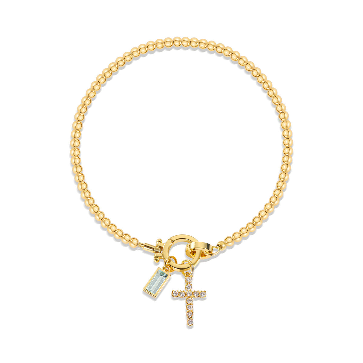 Beaded Birthstone Initial Charm Bracelet