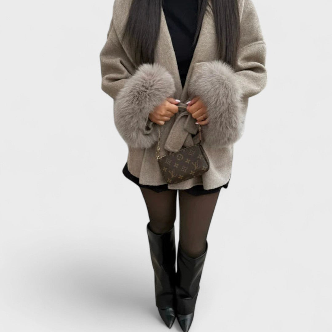 Milana | Elegant Coat with Faux Fur Details