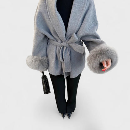 Milana | Elegant Coat with Faux Fur Details