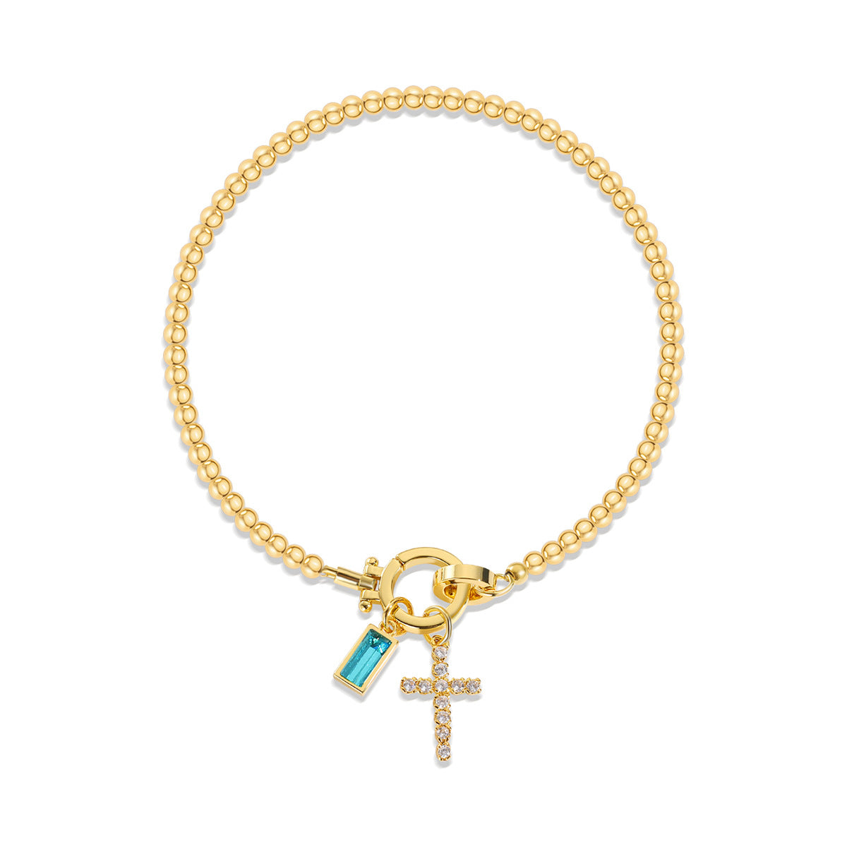 Beaded Birthstone Initial Charm Bracelet
