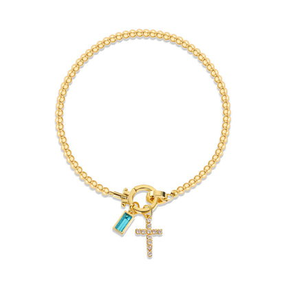 Beaded Birthstone Initial Charm Bracelet