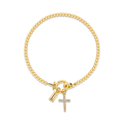 Beaded Birthstone Initial Charm Bracelet