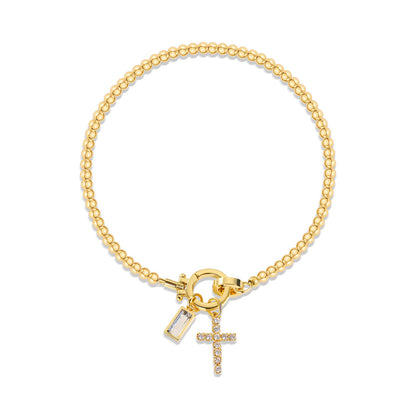 Beaded Birthstone Initial Charm Bracelet