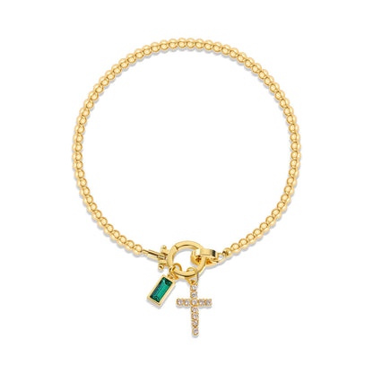 Beaded Birthstone Initial Charm Bracelet