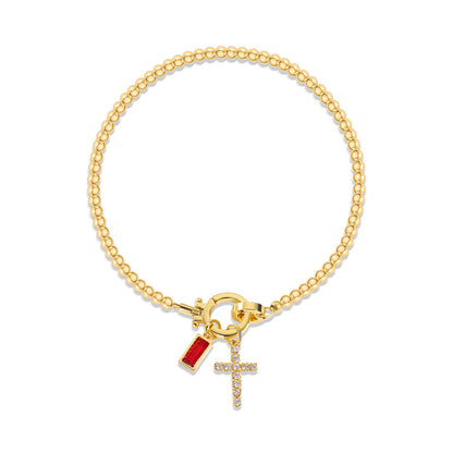 Beaded Birthstone Initial Charm Bracelet