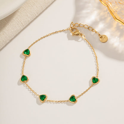 Francia Grünes Herzarmband" could be rewritten as "Francia Green Heart Bracelet.