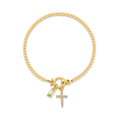Beaded Birthstone Initial Charm Bracelet
