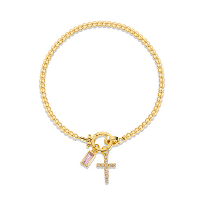 Beaded Birthstone Initial Charm Bracelet