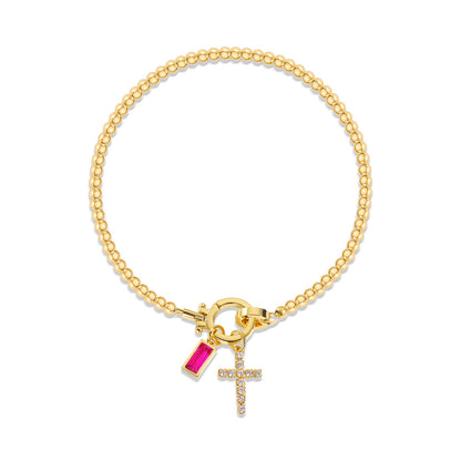 Beaded Birthstone Initial Charm Bracelet