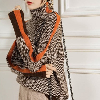 Eleanor | Luxe Chevron Turtleneck Sweater