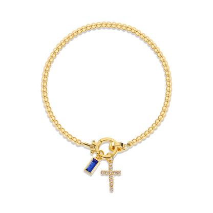 Beaded Birthstone Initial Charm Bracelet