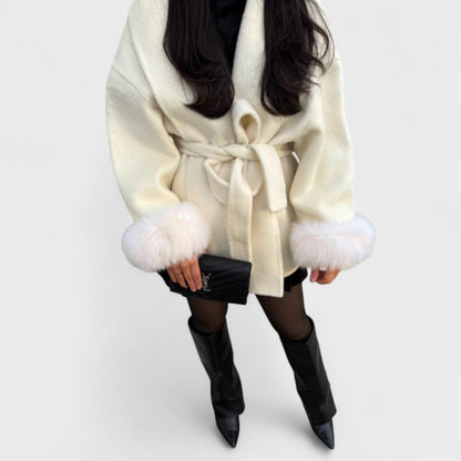Milana | Elegant Coat with Faux Fur Details