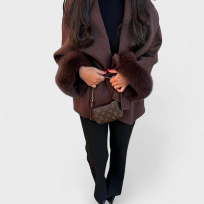 Milana | Elegant Coat with Faux Fur Details
