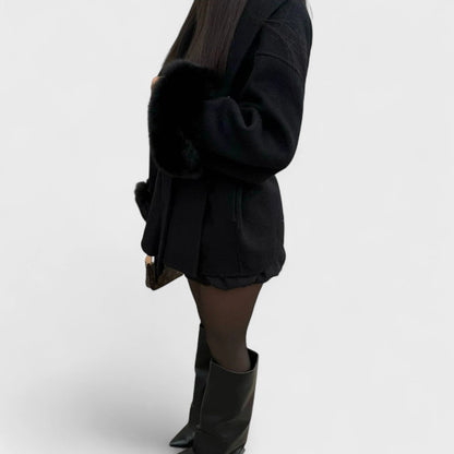 Milana | Elegant Coat with Faux Fur Details