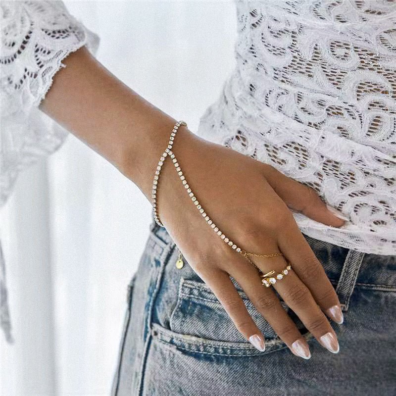 Tennis Hand Chain Bracelet